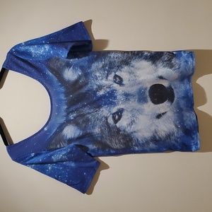 Unique Mid Sleeve Wolf Top